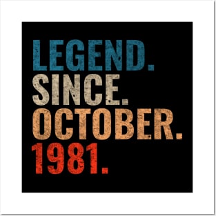 Legend since October 1981 Retro 1981 birthday shirt Posters and Art